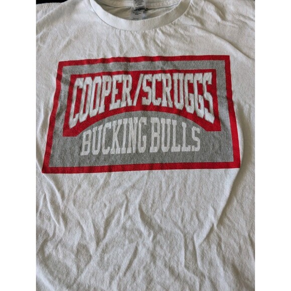 Bucking Bulls Cowboy T Shirt Short Sleeve Tee Youth M 10-12 White Red Cotton - Picture 2 of 11